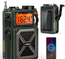 Hand Crank Weather Radio Emergency Solar IPX3 4000mAh Power Bank Charger Light