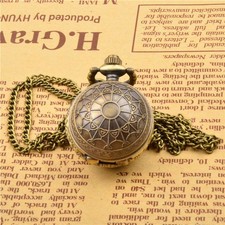 Small Pocket Watch Necklace Flip Cover Cute Style Unisex Quartz Watch