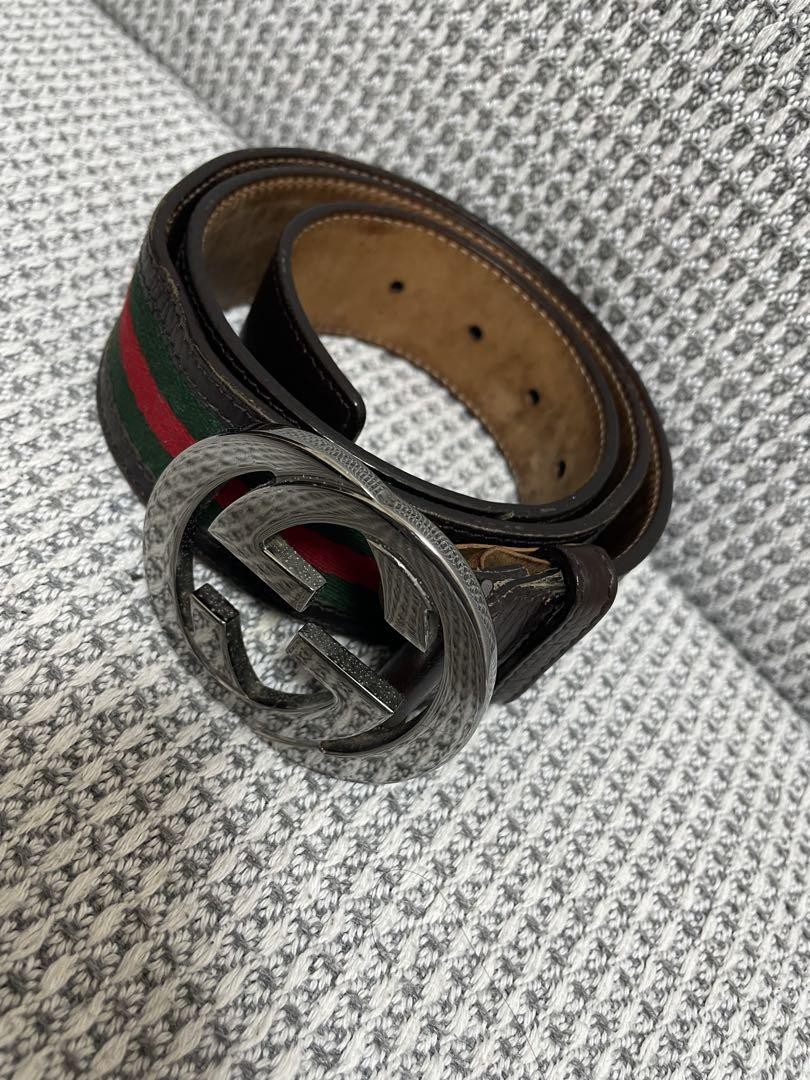 GUCCI GG Logo Leather Belt with Signature Buckle