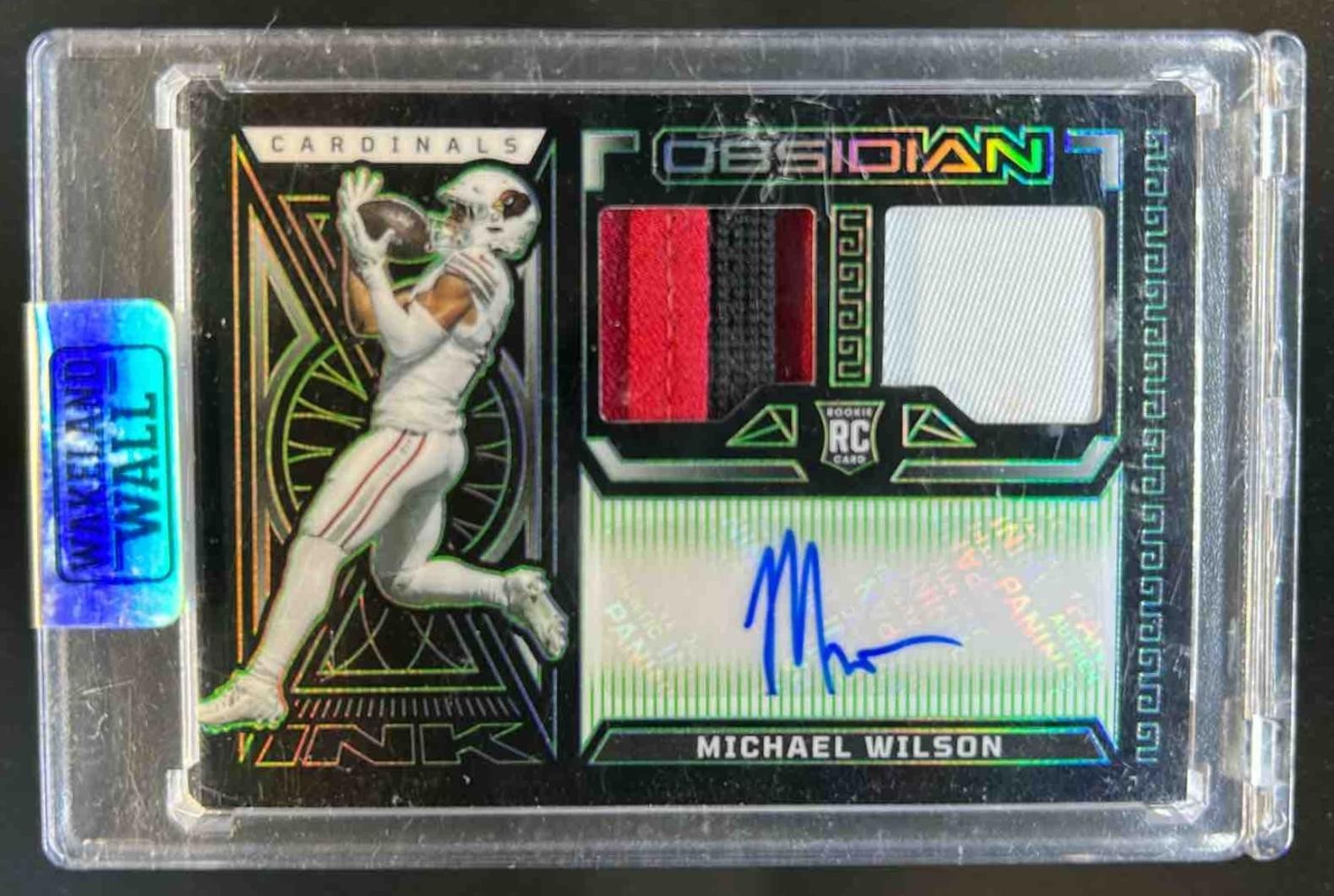 Michael Wilson Panini Obsidian Rookie Jersey Ink #RJIMWI Green Electric Etch