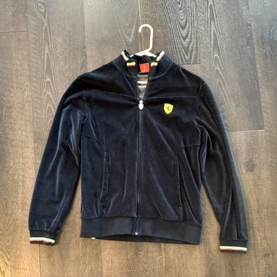 PUMA Men's Black Velour Full Zip Track Jacket Size M Pockets Logo