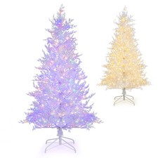 6' Pre-Lit Christmas Tree Snow Flocked Hinged 11 Lighting Modes w/ 300 Lights
