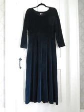 Vintage Karavan 90s Y2K Black Velvet Long Sleeve Maxi Dress M Whimsigoth Grunge
