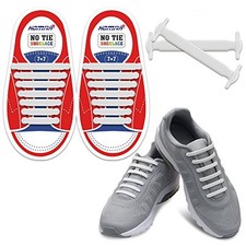 No Tie Shoelaces for Kids and Adults Stretch Silicone Kid Size Kid Size White