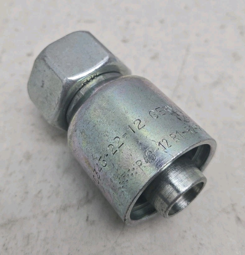 Parker 1C343-22-12 Hydraulic Hose Fitting 3/4" Hose x M30x2.0 Female Swivel