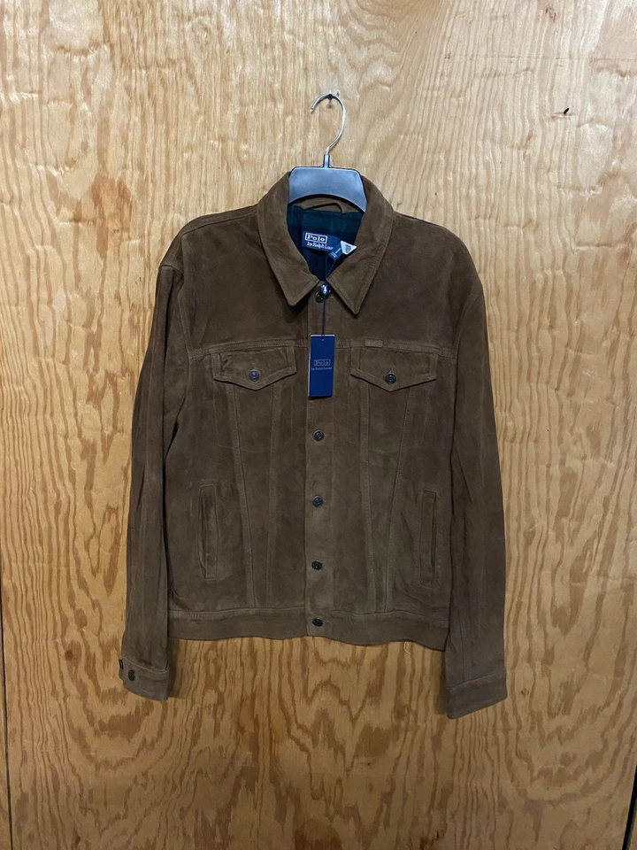 Polo Ralph Lauren Mens Icon Suede Trucker Jacket in Brown Size Large. $898 - Image 2 of 4