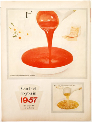 1957 Heinz Cream Of Tomato Chicken Rice Soups Advertisement Food Vintage DWJJ2