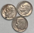 1946 Silver Roosevelt 90% Dimes 1956,1957  Lot Of 3 U.S Mint