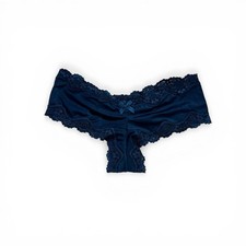 Y2K Vintage Victoria's Secret Blue Silky Smooth Lace Cheeky Panties Bow XS