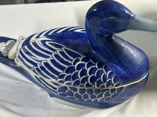 Vintage Early 20th Century Chinese Blue and White Porcelain Duck Egg Basket 