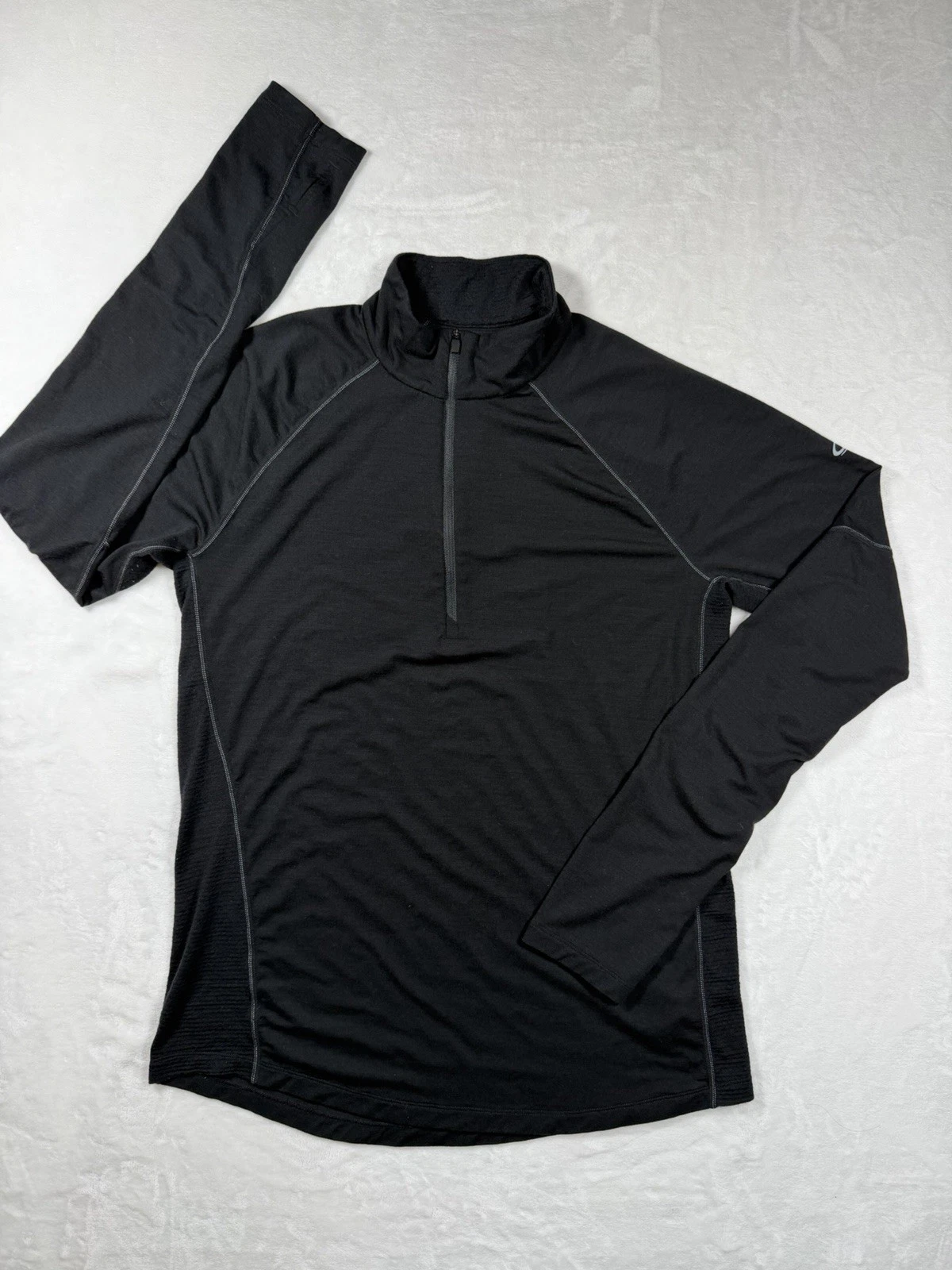 Icebreaker 150 XL Long Sleeve 1/4 Zip Merino Wool Base Layer Black Thermal