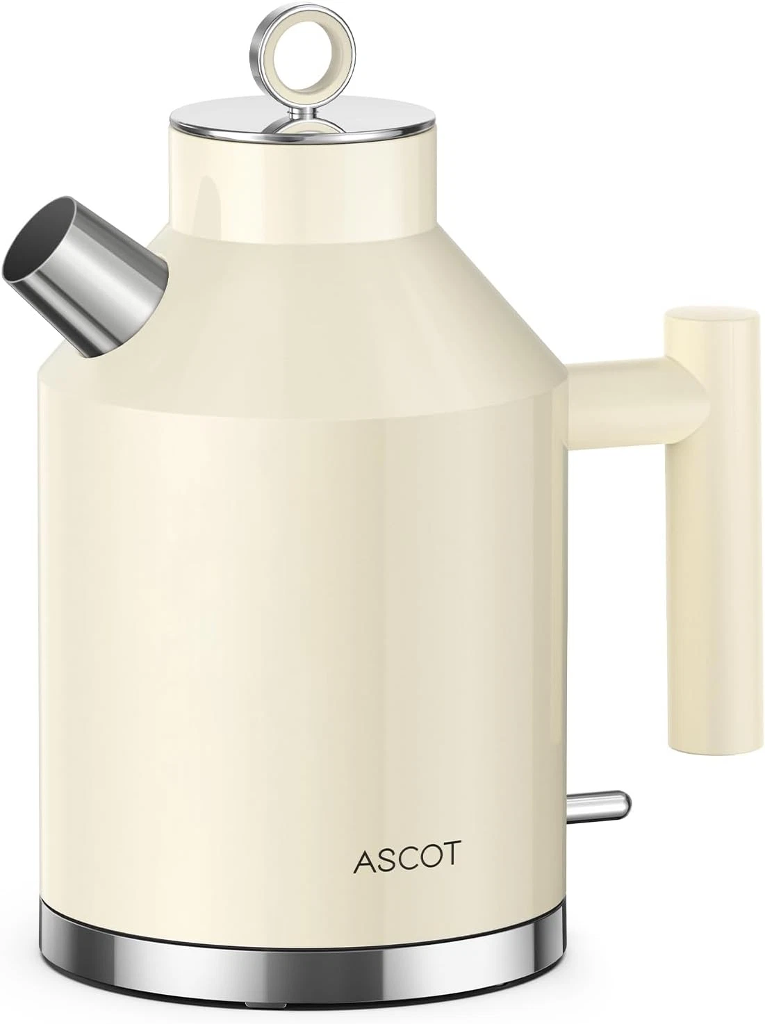 1.5L Retro Electric Kettle - Stainless Steel, Auto Shut-Off, Cream