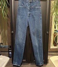 Vintage 80s Chic Denim Jeans Girls 4/5 High Waisted Tapered Leg Cute Pockets