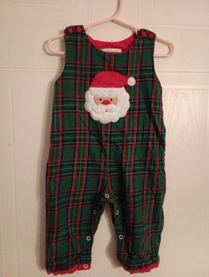 Lil Cactus Boy Green Plaid Christmas Jon Jon Santa 18-24 Months 