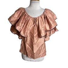 NWT Rhode Resort Blanca silk ruffle top blush
