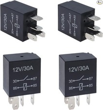 Four Pin Relay Switch, 30A 12V Multi-purpose Automotive Relay, Sta Size: 4 PCS