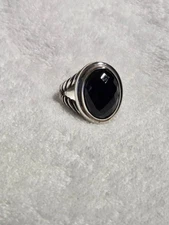 David Yurman Black Onyx Oval Albion Ring Size 8 Sterling