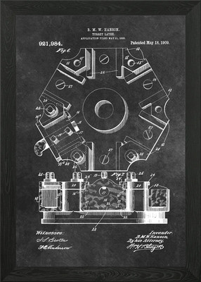 Hanson Turret Drehmaschine 1909 gerahmtes Wandbild Poster Leinwanddruck Bild