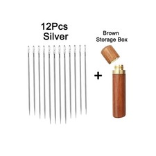 12pc Hand Sewing Needles Stainless Steel Self-Threading Silver Multi Size