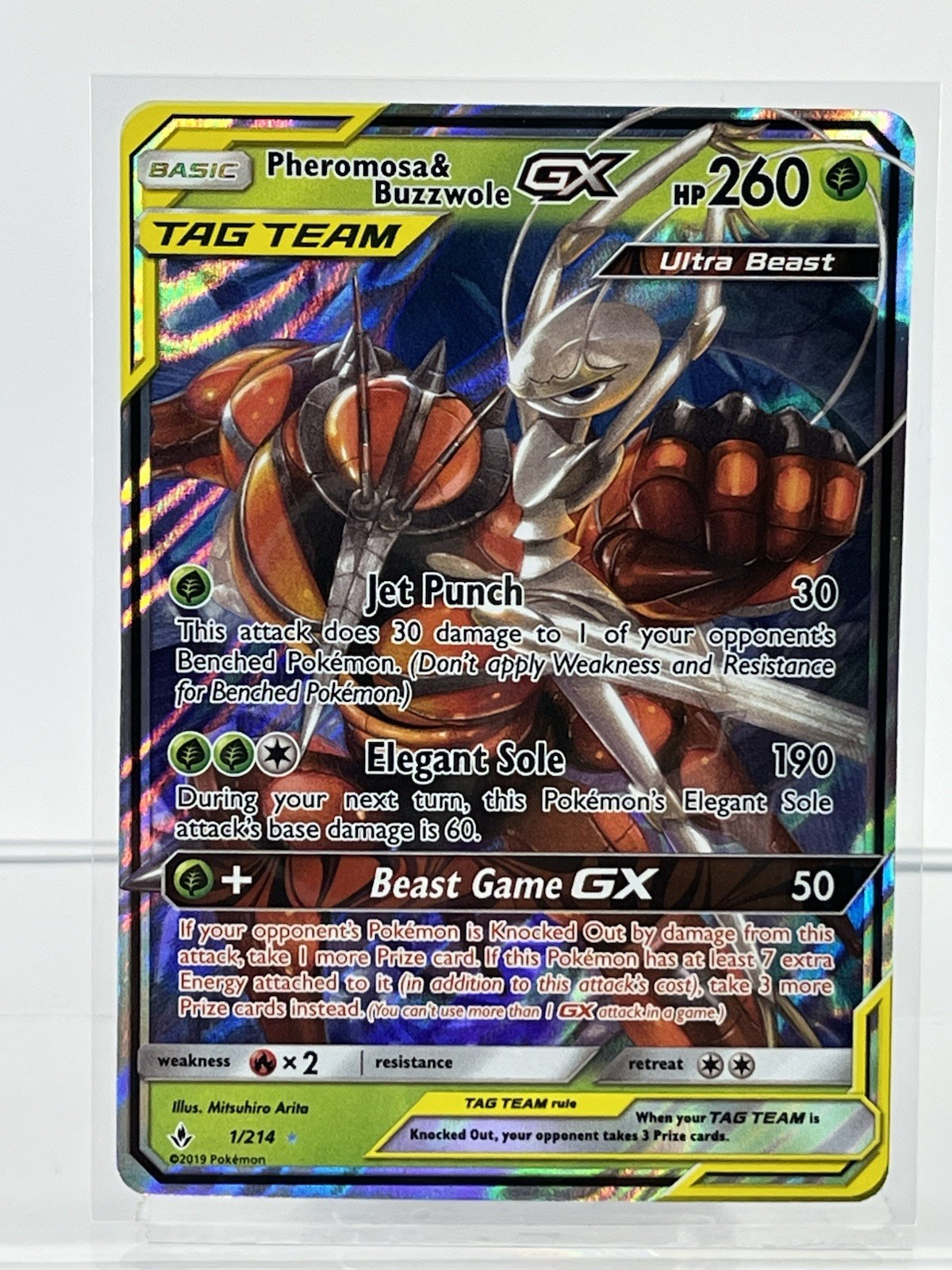 Pokémon Pheromosa & Buzzwole GX 1/214 SM-Unbroken Bonds Ultra Rare Holo - NM