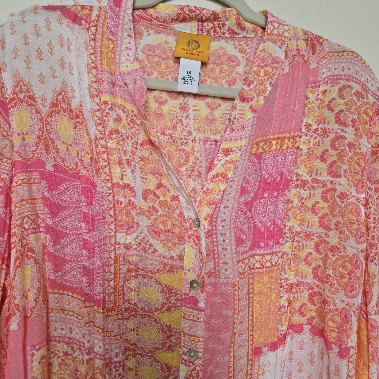 Ruby Rd Woman Boho Patchwork Button Front Blouse … - image 4