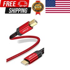 USB B to USB C Printer Cable 15ft, Nylon Braided MIDI Cable Compatible With M...