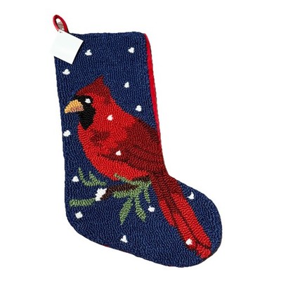 NEW Christmas Stocking Rug Hook Loop Pile 3D Red Cardinal NWT Retro