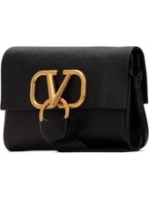 Image of VALENTINO Womens Black Leather VRing Ribbon Belt Bag BNWT