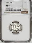 1944 S NGC MS 66 Mercury Silver Dime ☆☆ Great For Sets ☆☆ 020
