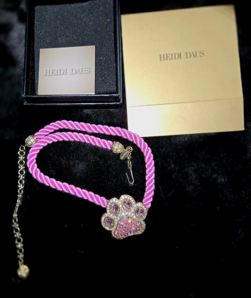 MATCHING Earrings, Paw Print Pin, Rope Neclace ,AUTHENTIC Heidi Daus, Box! - Image 2 of 4