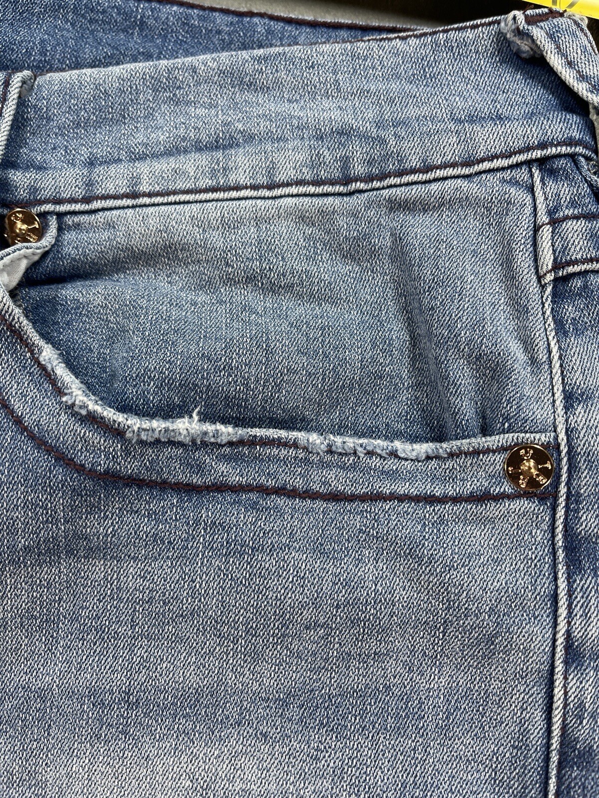 Women's RICKI Relaxed Straight 30 Jeans FITS 34x34 True Religion Light Wash fray thumbnail 13