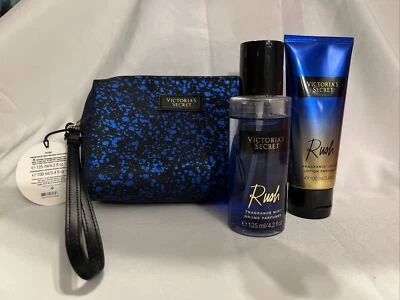 Victoria's Secret Rush Fragrance Body Mist & Body Lotion & Makeup Bag NEW - Image 1 of 3
