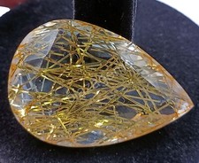 130-135 CT Pear Cut Goldan Rutilated Quartz Certified Transparent Loose Gems 25N