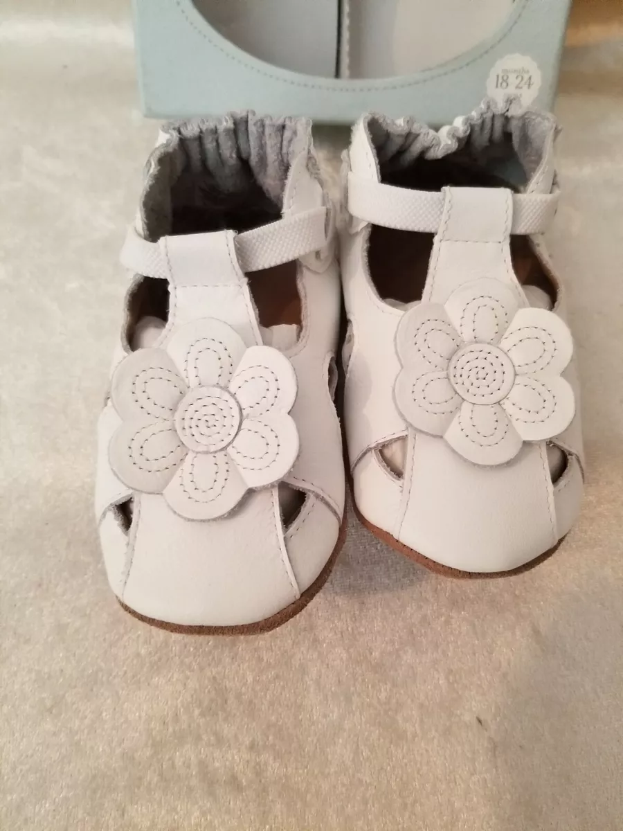 Robeez Pretty Pansy White Sandal size 18 24 months NEW
