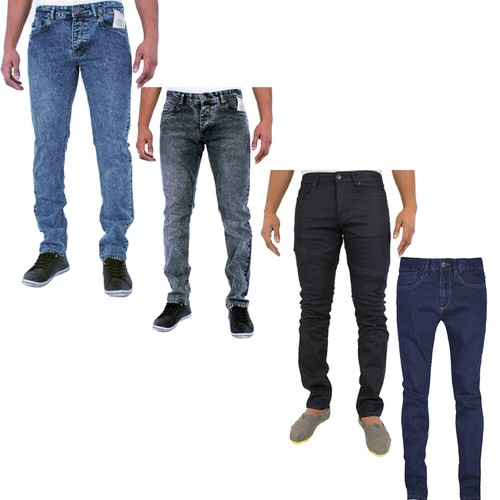 Men's Enzo Skinny Jeans Slim Fit Stretch Denim Trousers 28-36 Casual Smart Pants