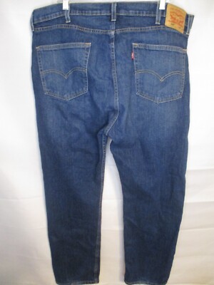 Levi's 505 Cotton Blend 42 x 32 Dark Rinse Regular Fit Straight Leg Blue Jeans