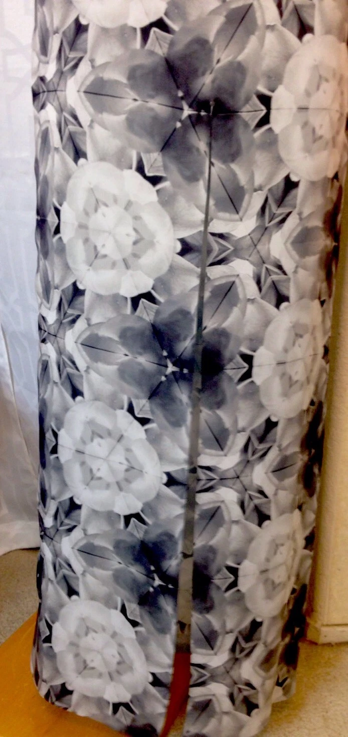 ACNE STUDIOS Abito lungo acne grigio floreale poli si sente come seta taglia 34 spacco schiena