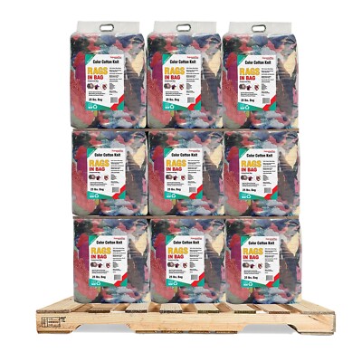 Color Knit T-Shirt Rags for Cleaning - 1000 lbs. Pallet 40x25 lbs. Bags