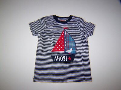 Hatley Baby Boutique Boys Ahoy! Shirt Short Sleeve Sailboat Stripe Size 3T NWT