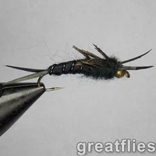 1 dozen (12) - Kaufmann's Stonefly Nymph - BLACK - Bead Head