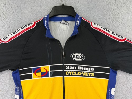 VINTAGE Louis Garneau Cycling Jersey Adult Medium Yellow Blue 1/2 Zip Poly READ - Picture 6 of 14