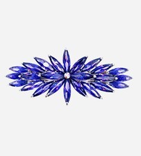 USA FLOWER BARRETTE Hair Clip Hairpin use Swarovski Crystal Elegant Purple K33