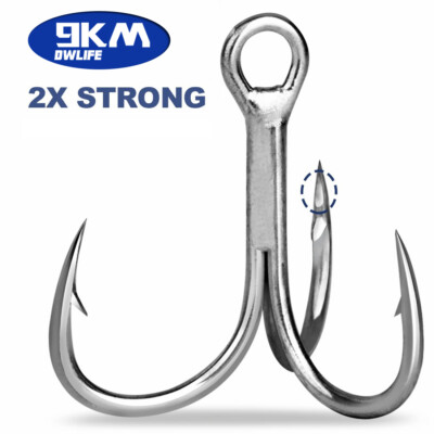 25~100Pcs 2X Strong High Carbon Steel Treble Hook Fishing Triple Hook Lures Hook
