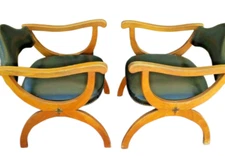 Mid Century Modern Vintage Butaque Chair Set Bentwood Wood Armchairs