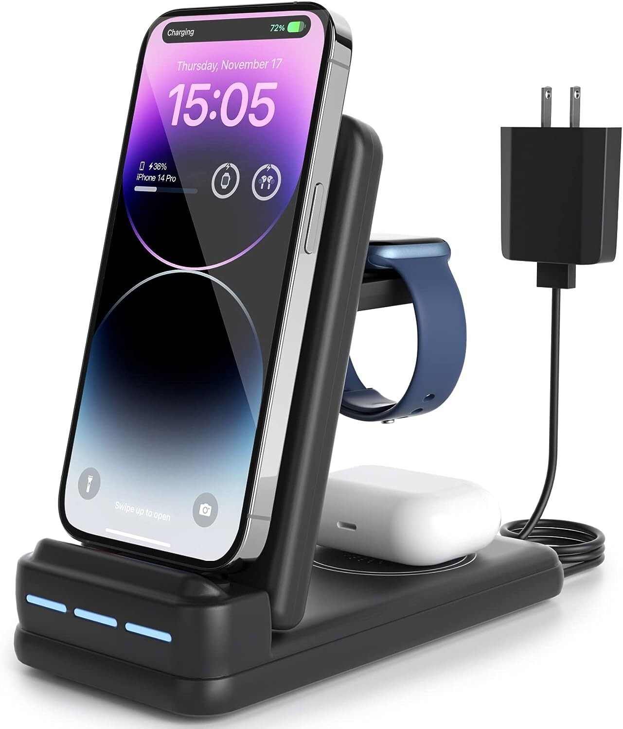 Wireless Charger Dock Charging Station 3 in 1 For Apple Watch iPhone 14 13 12 XS-image