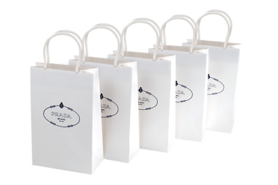 PRADA Milano White Paper Embossed Gift Shopping Bag AUTHENTIC Pack of 5