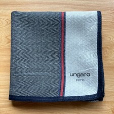 VINTAGE HANDKERCHIEF ART GRAY HERRINGBONE MEN'S POCKET SQUARE COTTON 18" A-0329