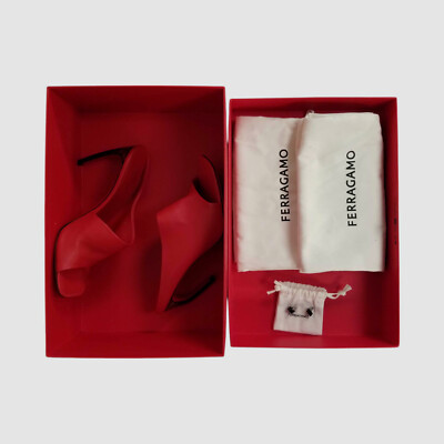 Salvatore Ferragamo Women Red Nymphe Asymmetrical Leather Mule
