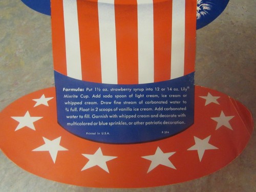 VINTAGE STAR SPANGLED SODA LILY CUPS PAPER POSTER SIGN LOT OF 4 - Picture 5 of 8