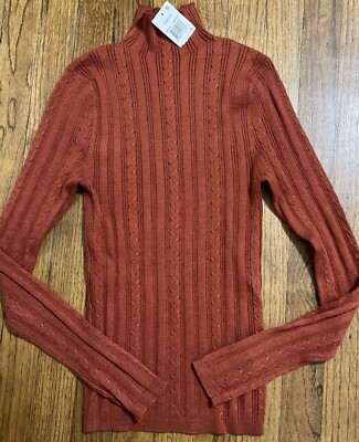 NEW W/TAGS Hooked Up Rust color turtleneck thin knit lightweight sweater SZ S